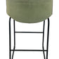 Pair Of Green Upholstered Bar Stools Black Metal Frame (Pre-Loved)