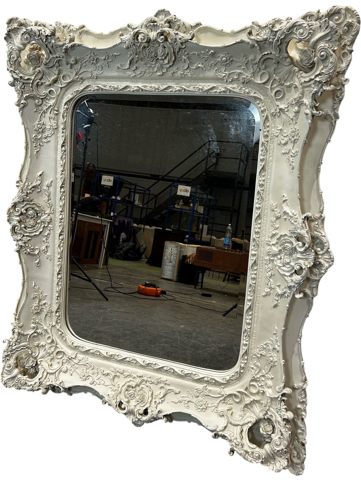 Large Ornate White Baroque Style Wall Mirror (Pre-Loved)