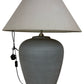 Serviced Grey Ceramic Table Lamp Drum Shade (Pre-Loved)
