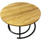 Round Coffee Table Set Black Metal Legs Wooden Top (Pre-Loved)