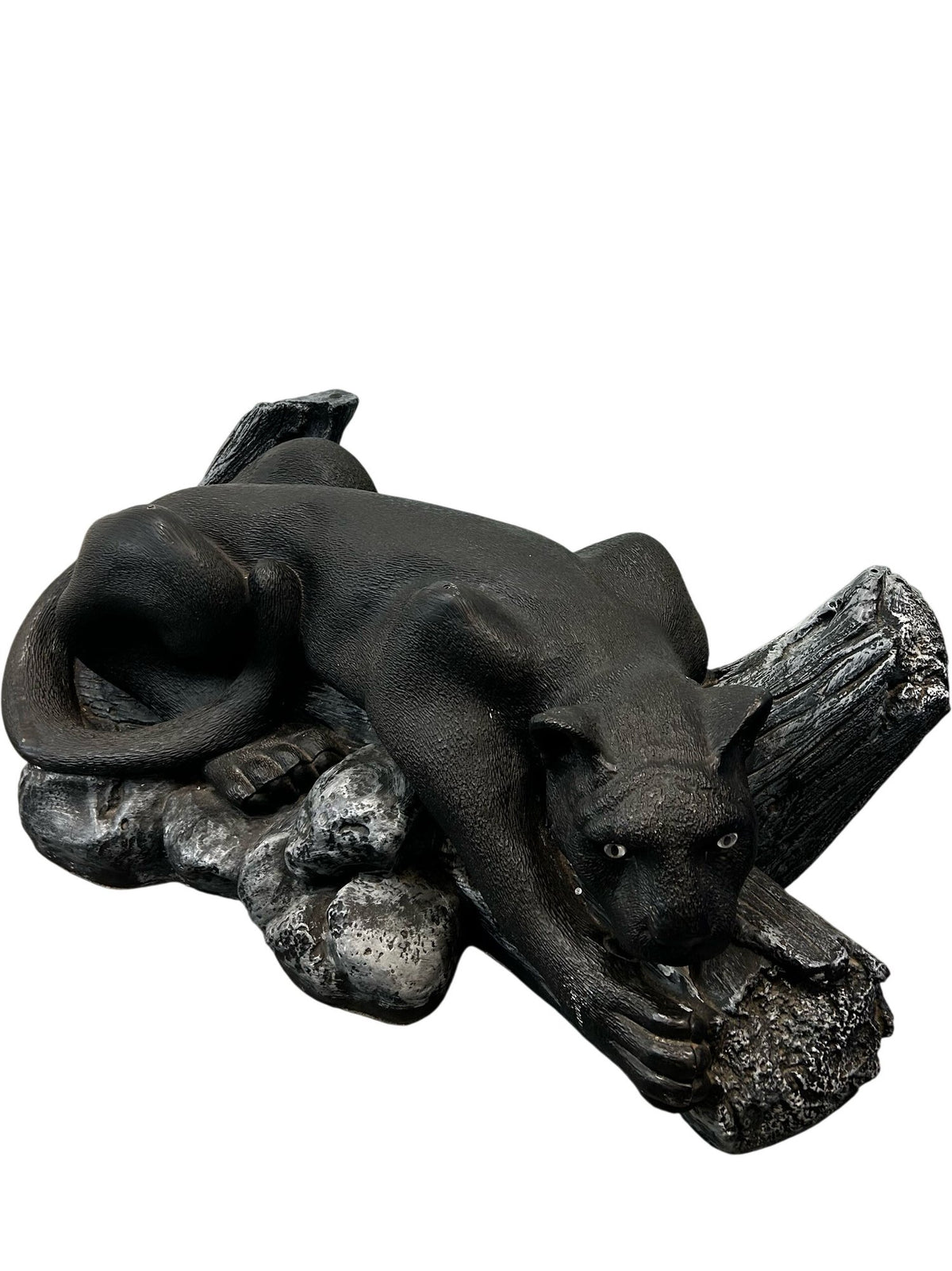 Panther Coffee Table Glass Top Black Big Cat Sculptural Base (Pre-Loved)