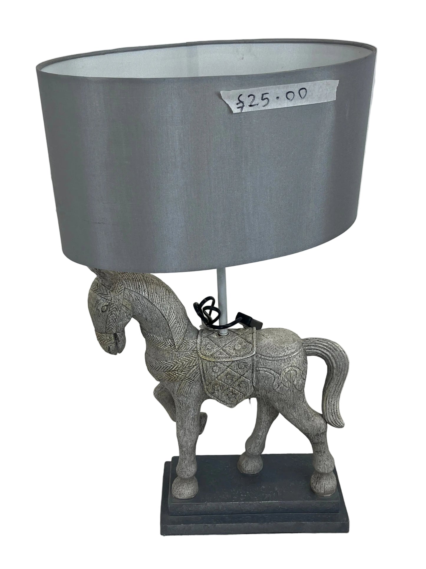 Vintage Grey Horse Figurine Lamp (Pre-Loved)