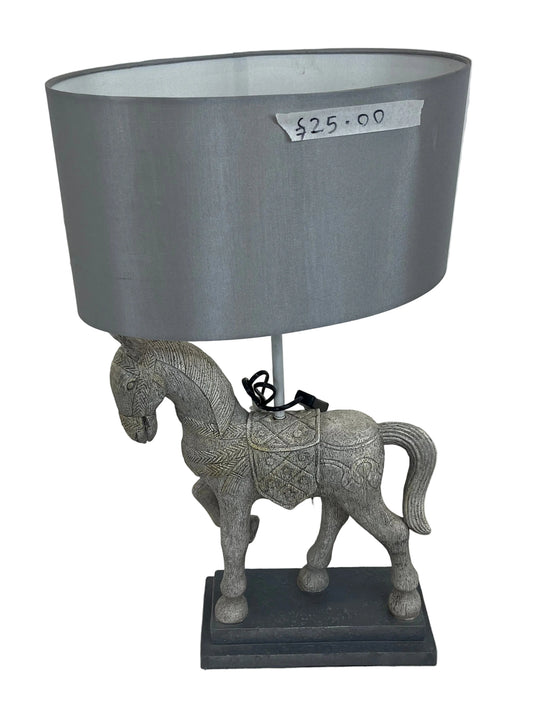 Vintage Grey Horse Figurine Lamp (Pre-Loved)