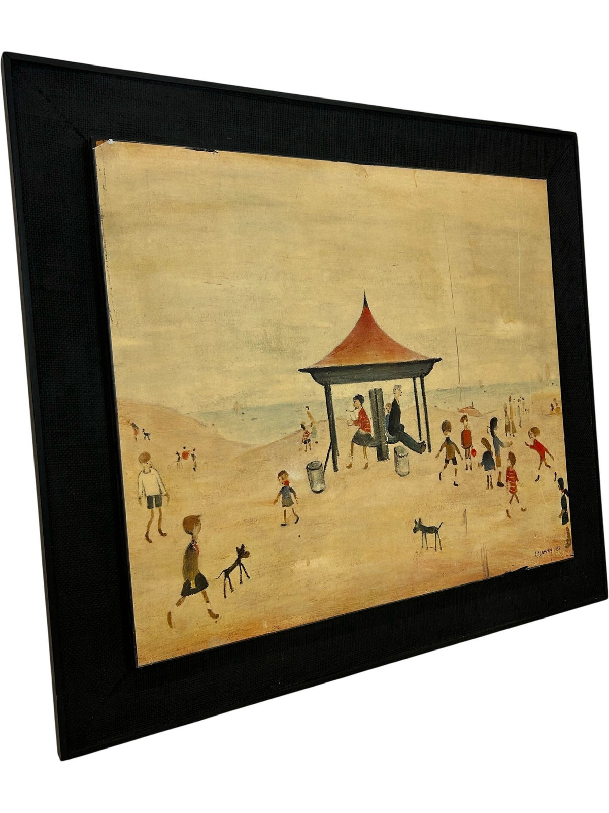 L S Lowry On the Sands 1953 Framed Beach Scene Art Print Wall Decor (Pre-Loved)