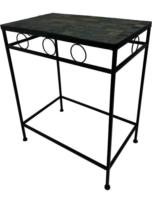 Black Metal Side Table with Mosaic Tile Top (Pre-Loved)