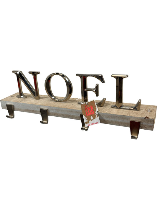 Noel Stocking Holder Christmas Decoration Silver Metallic Display (Pre-Loved)