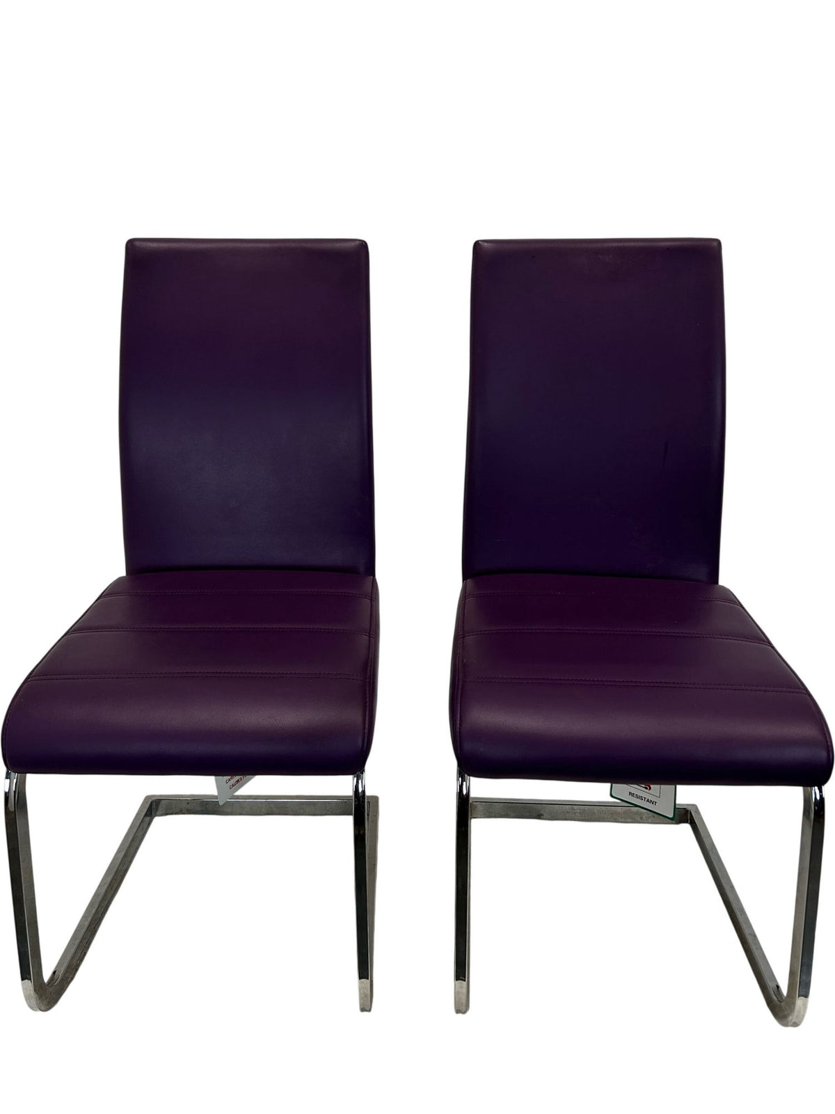 Pair of Purple Cantilever Dining Chairs Chrome Metal Frame (Pre-Loved)