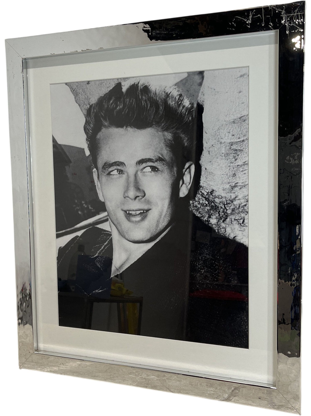 Classic Black & White James Dean Silver Framed Portrait Photograph (Pre-Loved)