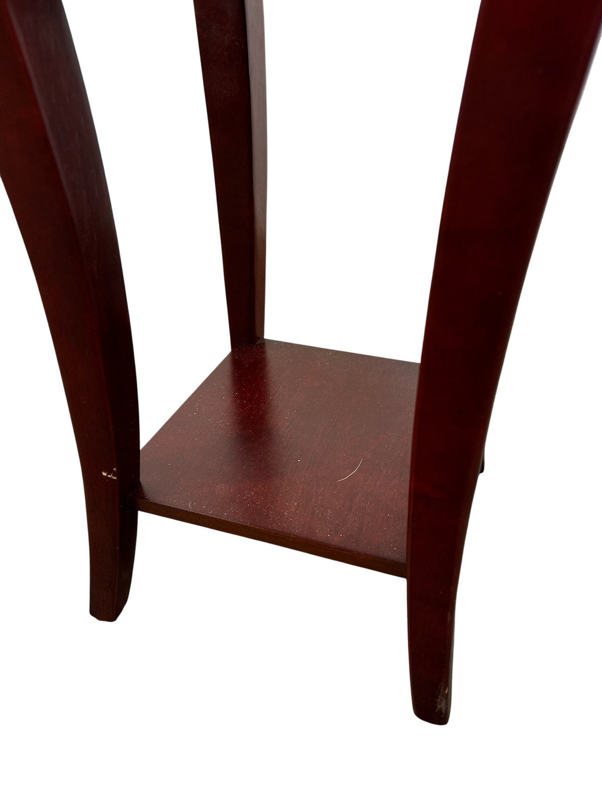 Tall Wooden Side Table Floral Drawer 2 Shelves Mahogany Finish (Pre-Loved)