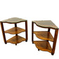 Pair of Wooden 3-Tier Corner Tables with Glass Tops (Pre-Loved)
