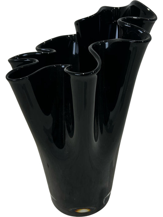 Black Glass Sculptural Vase (Pre-loved)