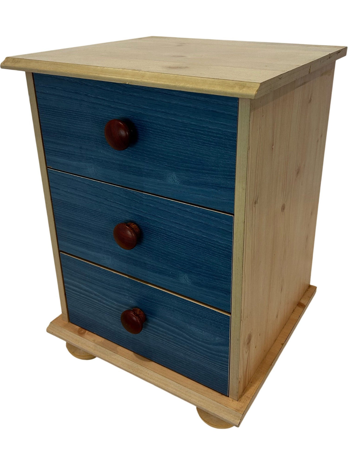 Three Drawer Wooden Storage Chest Blue Fronts (Pre-Loved)