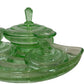 Green Glass Vanity Set with Lid (Pre-Loved)