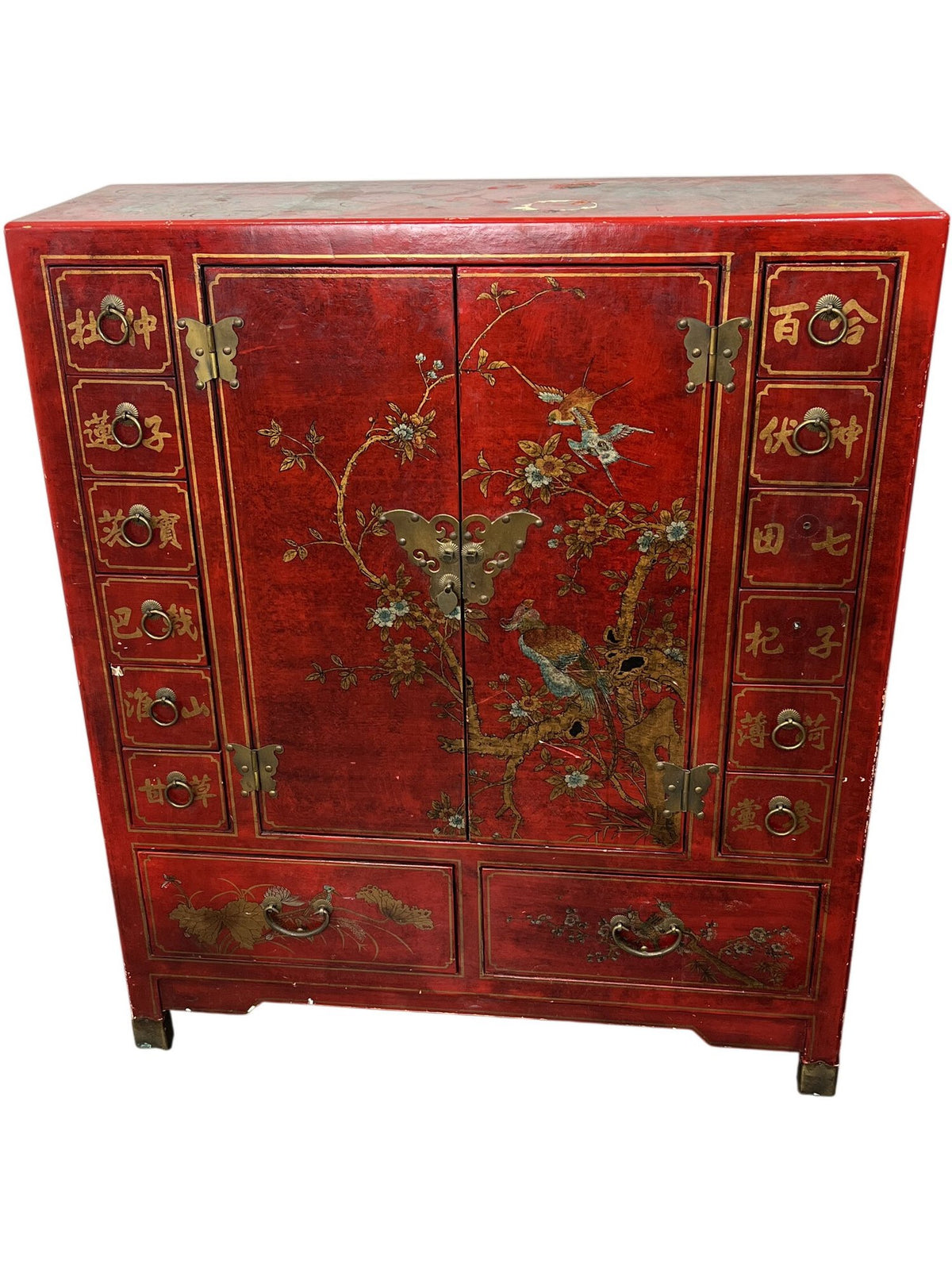 Chinese Dynasty Style Red Lacquered Handpainted Cabinet (Pre-Loved)