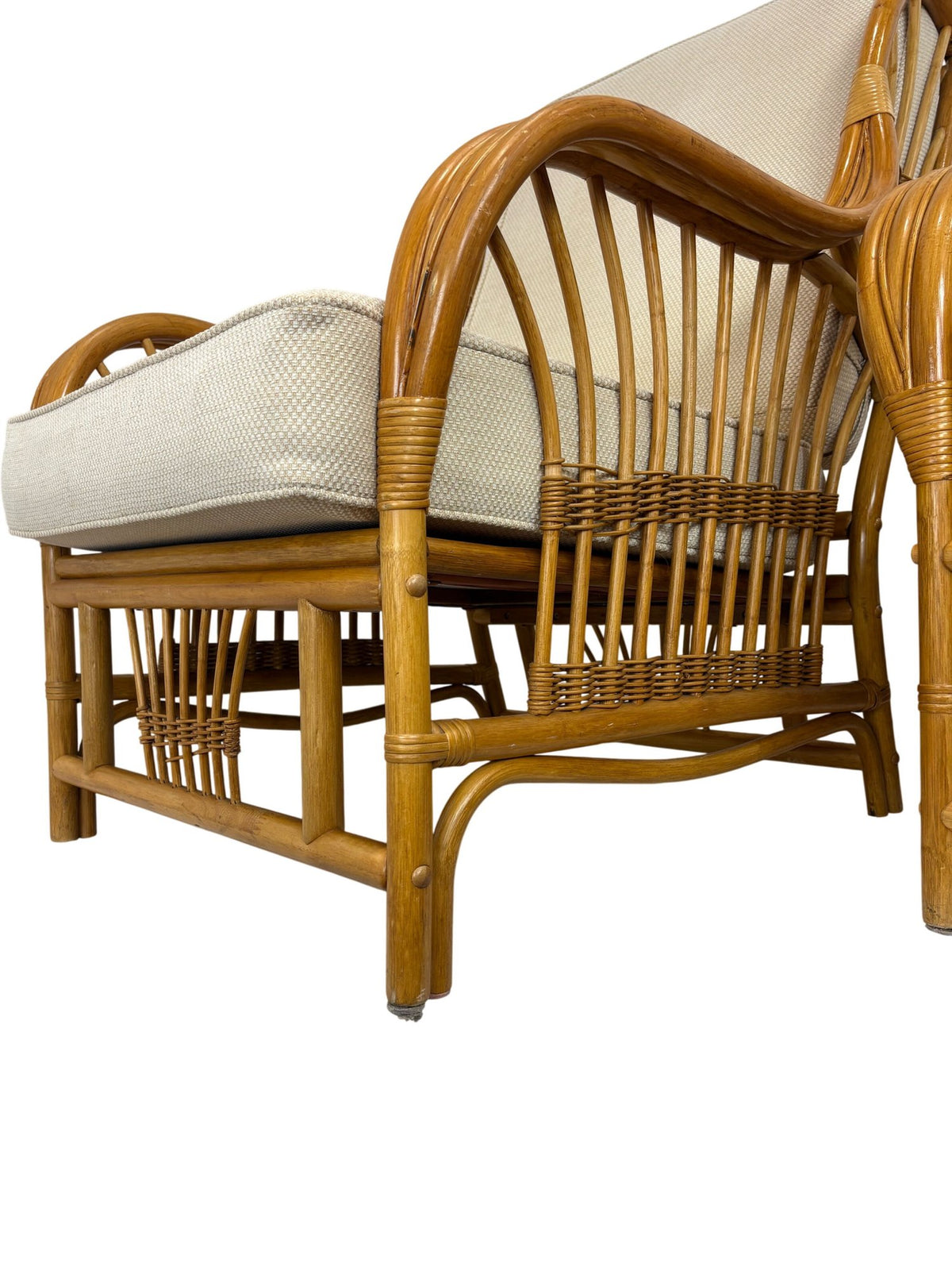 Mid Century Vintage Boho Bamboo Rattan Lounge Chairs Set of Two(Pre-Loved)