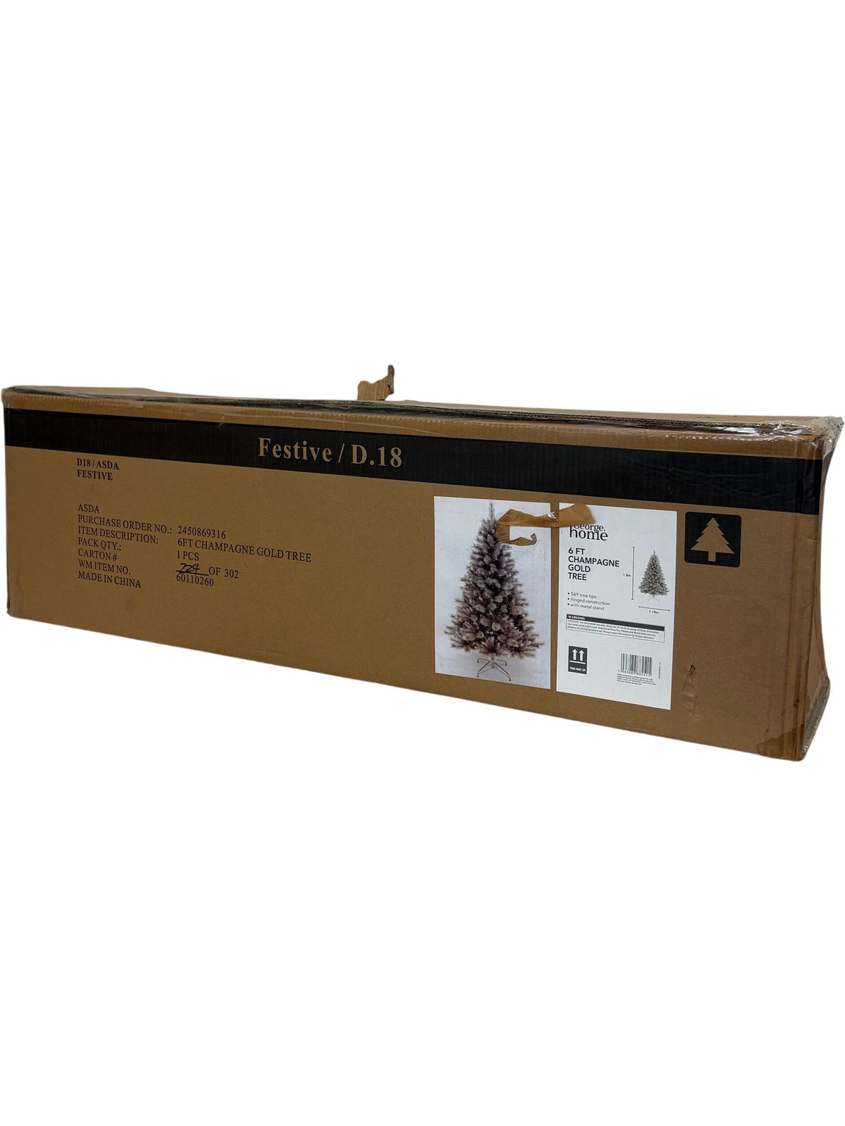 6ft Festive Champagne Gold Artificial Christmas Tree (Unused)