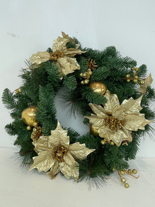 Christmas Wreath, Gold/Green (Pre-loved)