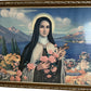 Framed Religious Art Print Floral Landscape Decoration (Pre-Loved)