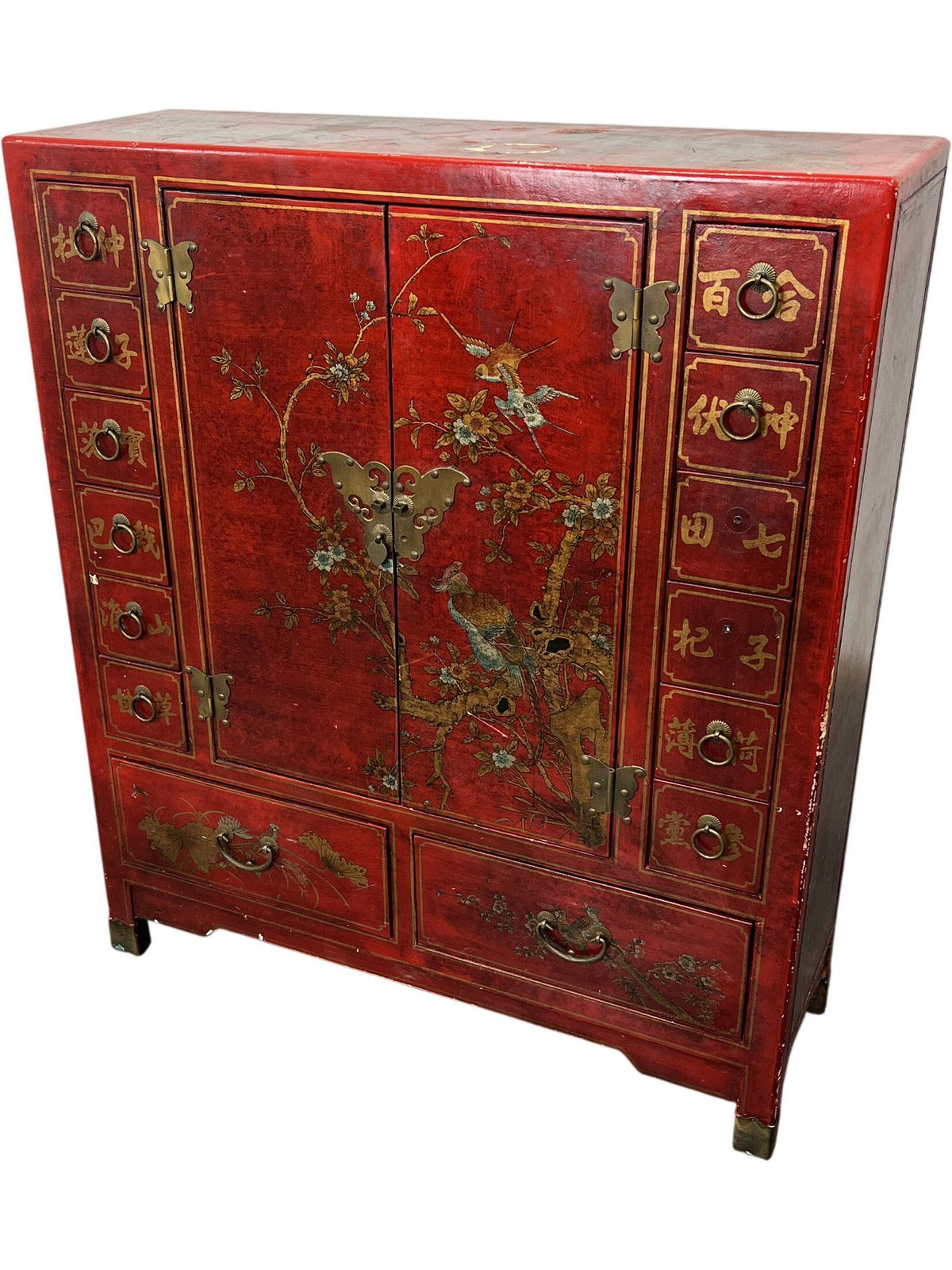 Chinese Dynasty Style Red Lacquered Handpainted Cabinet (Pre-Loved)