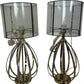 Pair of Gold Metal Table Lamps with Mesh Shades (Pre-Loved)