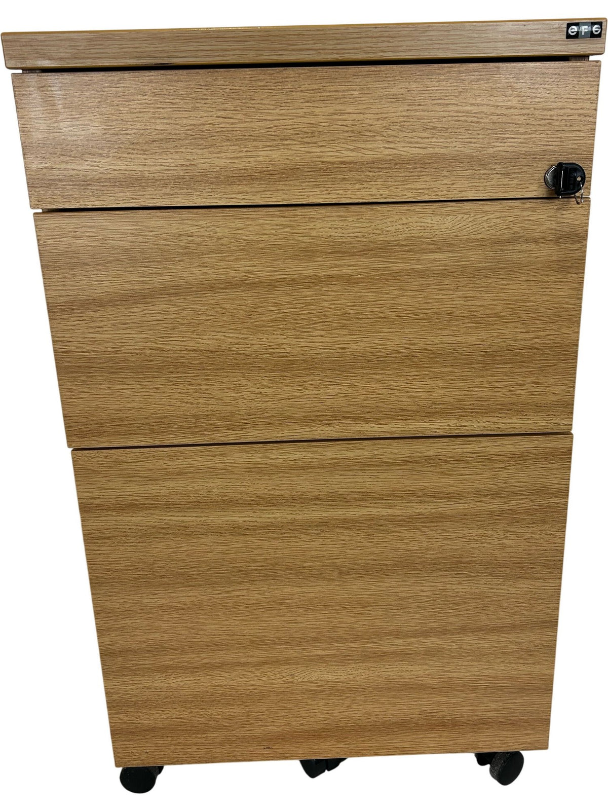 EFG 3 Drawer Mobile Pedestal Filing Cabinet Lockable Oak Effect (Pre-Loved)
