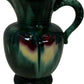 Green Glazed Ceramic Jug Vase Decorative Handle 21cm (Pre-Loved)