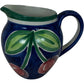 Blue Green Ceramic Pitcher Jug Floral Leaf Pattern Pottery Vase (Pre-Loved)
