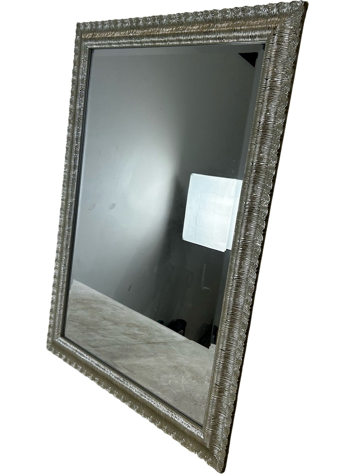 Large Silver Ornate Rectangular Wall Mirror Decorative Frame (Pre-Loved)