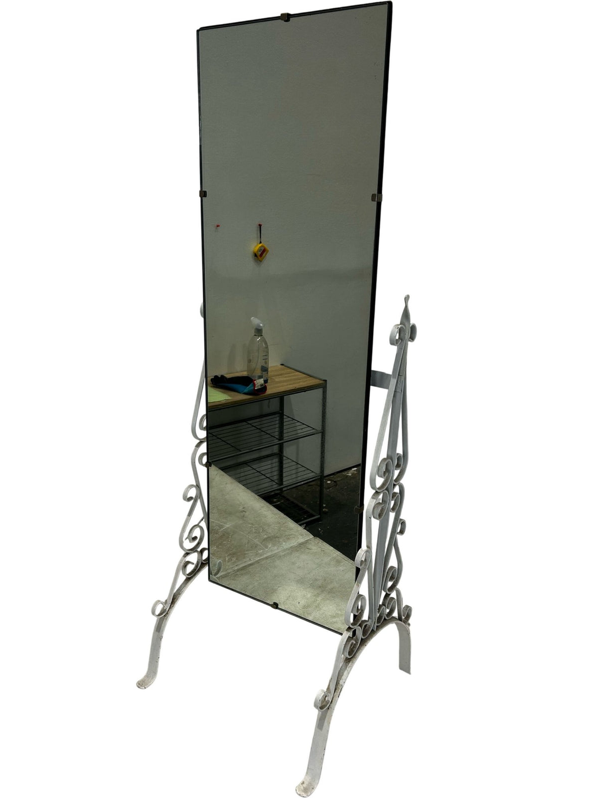 Vintage White Metal Ornate Cheval Dressing Mirror (Pre-Loved)