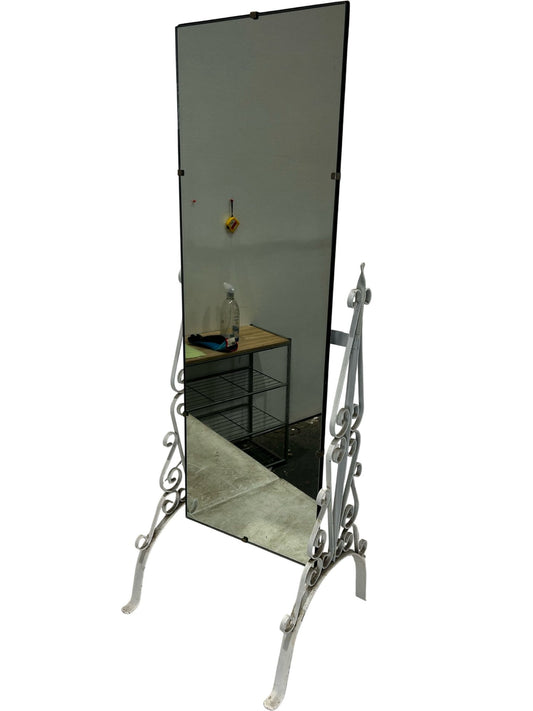 Vintage White Metal Ornate Cheval Dressing Mirror (Pre-Loved)