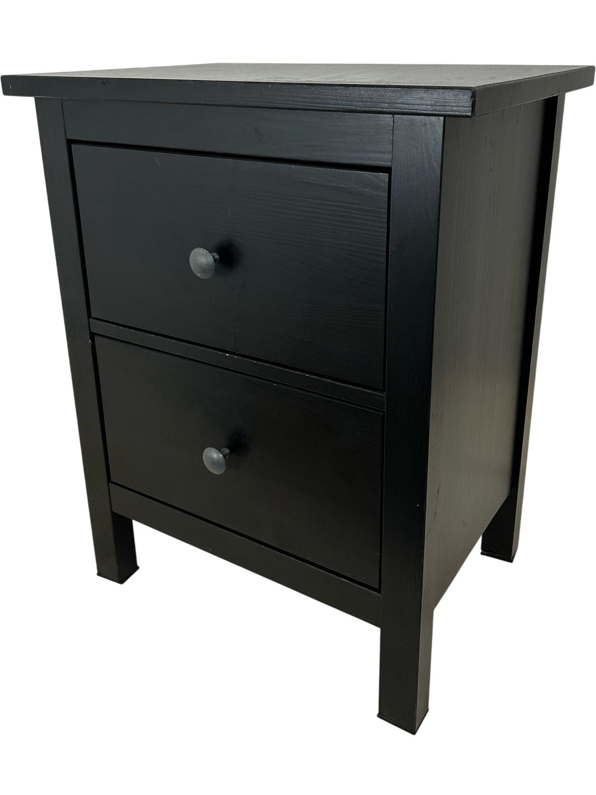 Black 2 Drawer Bedside Table Nightstand Bedroom Storage Cabinet (Pre-Loved)