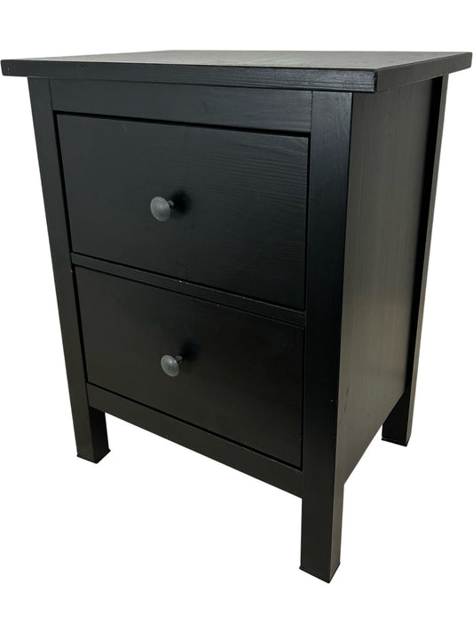 Black 2 Drawer Bedside Table Nightstand Bedroom Storage Cabinet (Pre-Loved)
