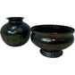 Iridescent Art Glass Vase & Footed Bowl Set Decorative Glass (Pre-Loved)