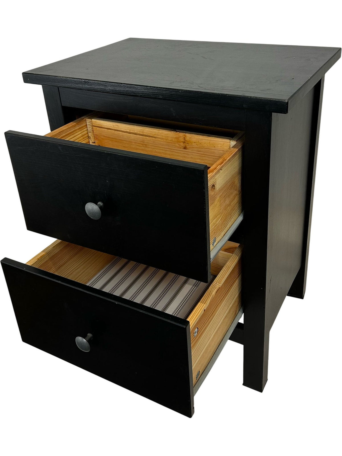 Black 2 Drawer Bedside Table Nightstand Bedroom Storage Cabinet (Pre-Loved)