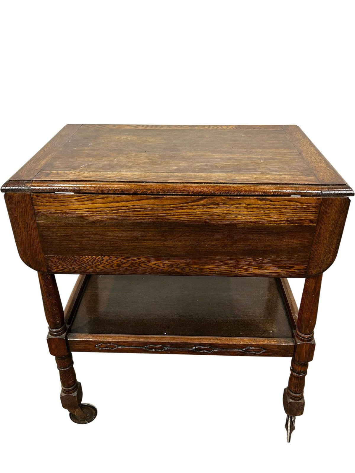 Vintage Drop Leaf Wooden Tea Trolley with Shelf & Castors (Pre-Loved)