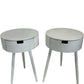Set of 2 White Round Bedside Tables with Drawer Storage Tapered Legs (Pre-Loved)