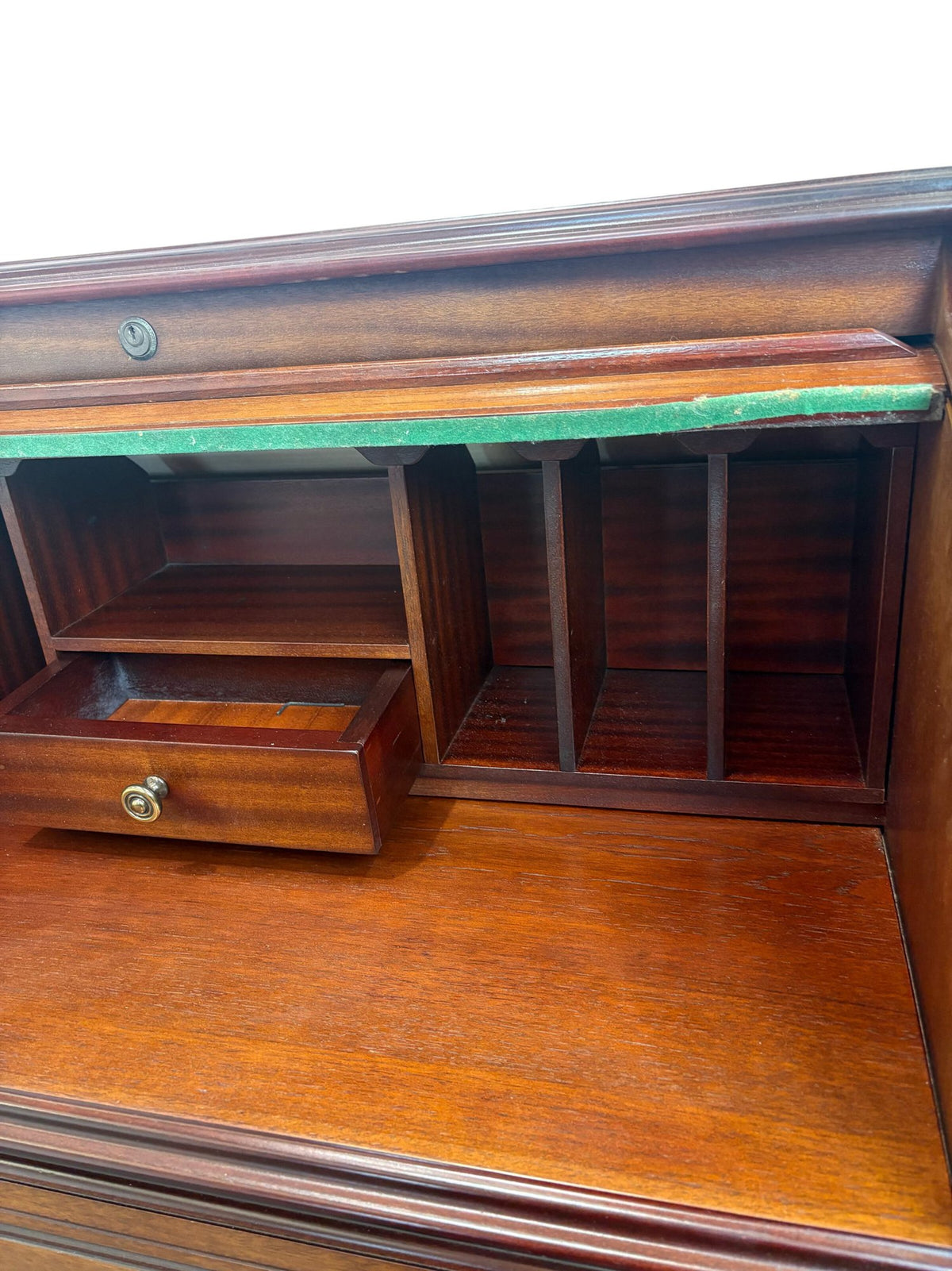 Vintage Wooden Roll Top Desk with Brass Handles (Pre-Loved)
