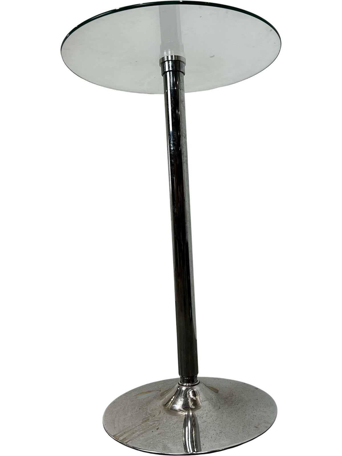 Round Glass Bar Table with Chrome Pedestal Base 60cm (Pre-Loved)