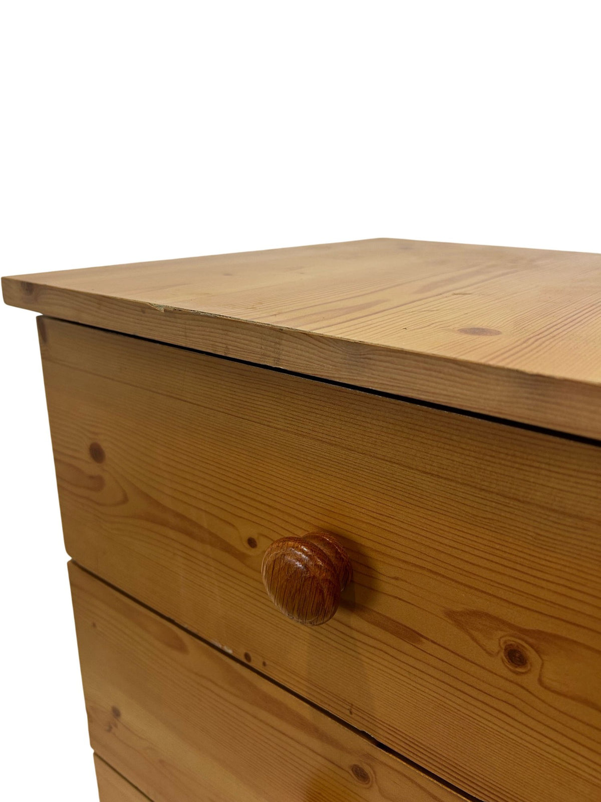 Pine 3 Drawer Bedside Table Cabinet Natural Wood Bedroom Storage (Pre-Loved)