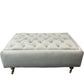 Large Tufted Ottoman Footstool Light Grey Fabric Casters Living Room (Pre-Loved)