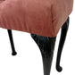 Vintage Pink Upholstered Footstool with Black Ornate Legs (Pre-Loved)