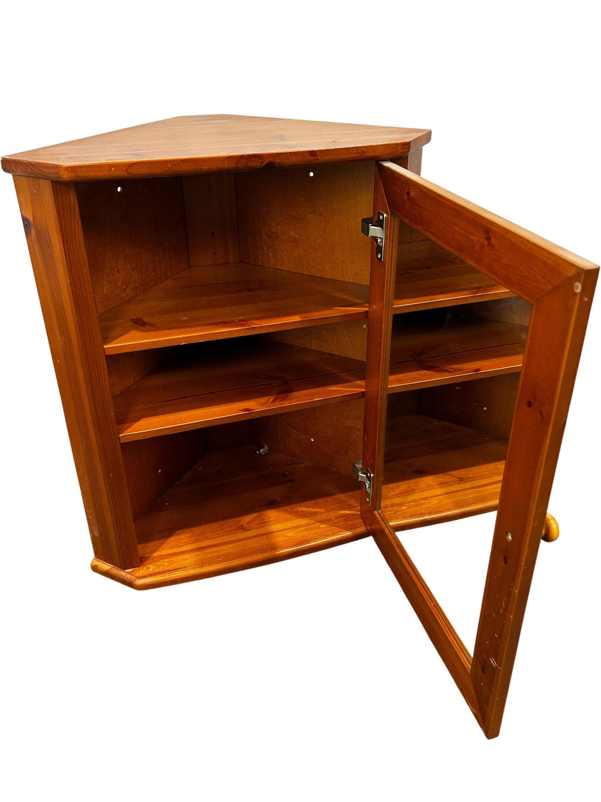 Pine Wood Corner Medicine Cabinet with Mirror (Pre-Loved)