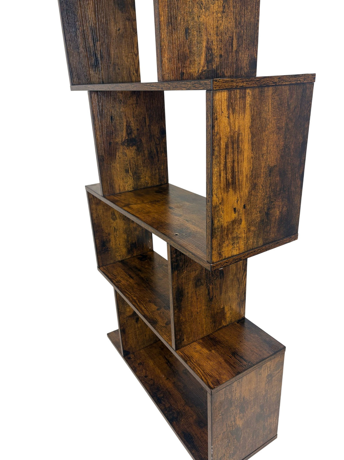Modern Wooden Bookcase Tall Shelf Unit Zigzag Design (Pre-Loved)