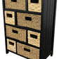 Rustic Basket Cabinet Black Wood Frame Woven Storage Drawers (Pre-Loved)