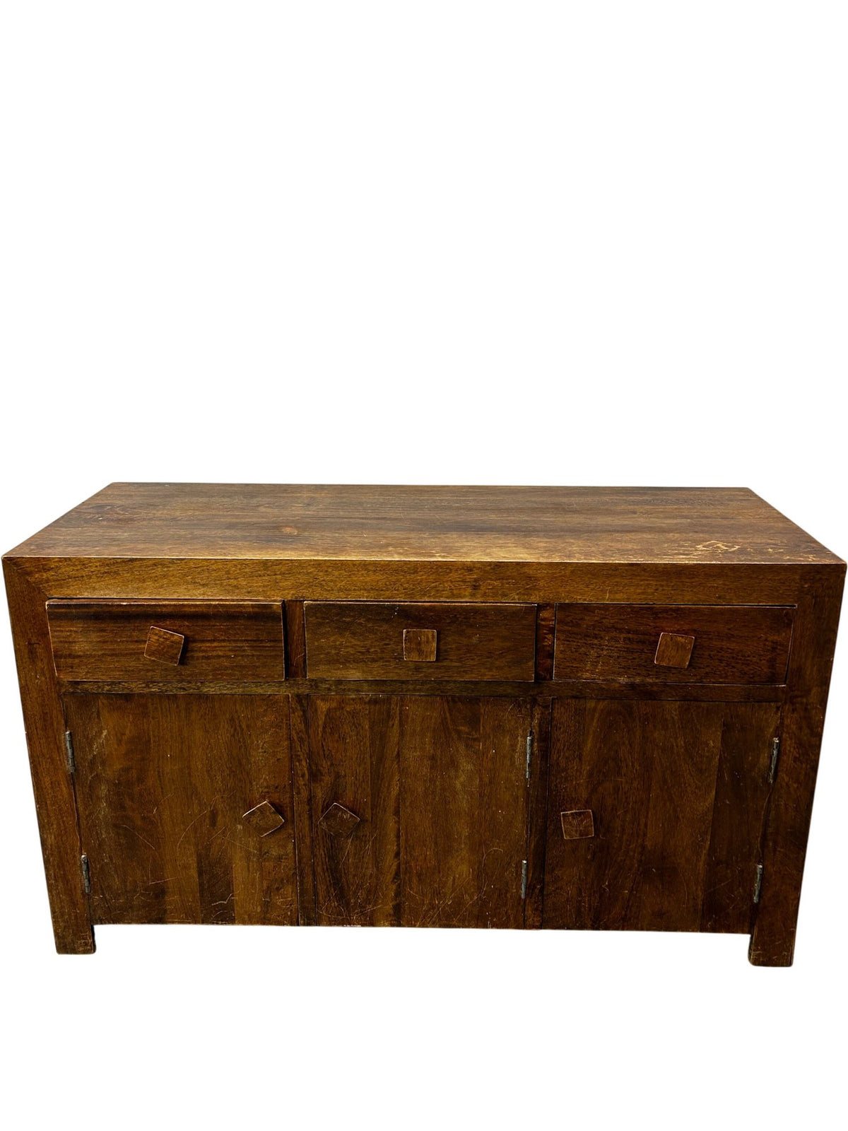 Vintage Solid Wood Sideboard with 3 Drawers & 2 Cupboards (Pre-Loved)