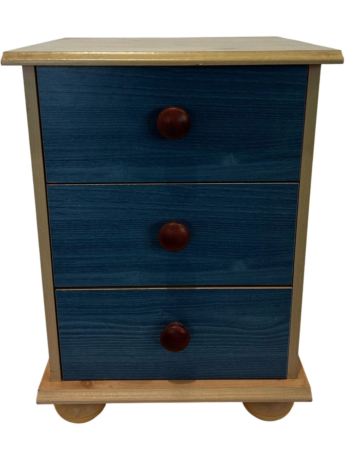 Three Drawer Wooden Storage Chest Blue Fronts (Pre-Loved)