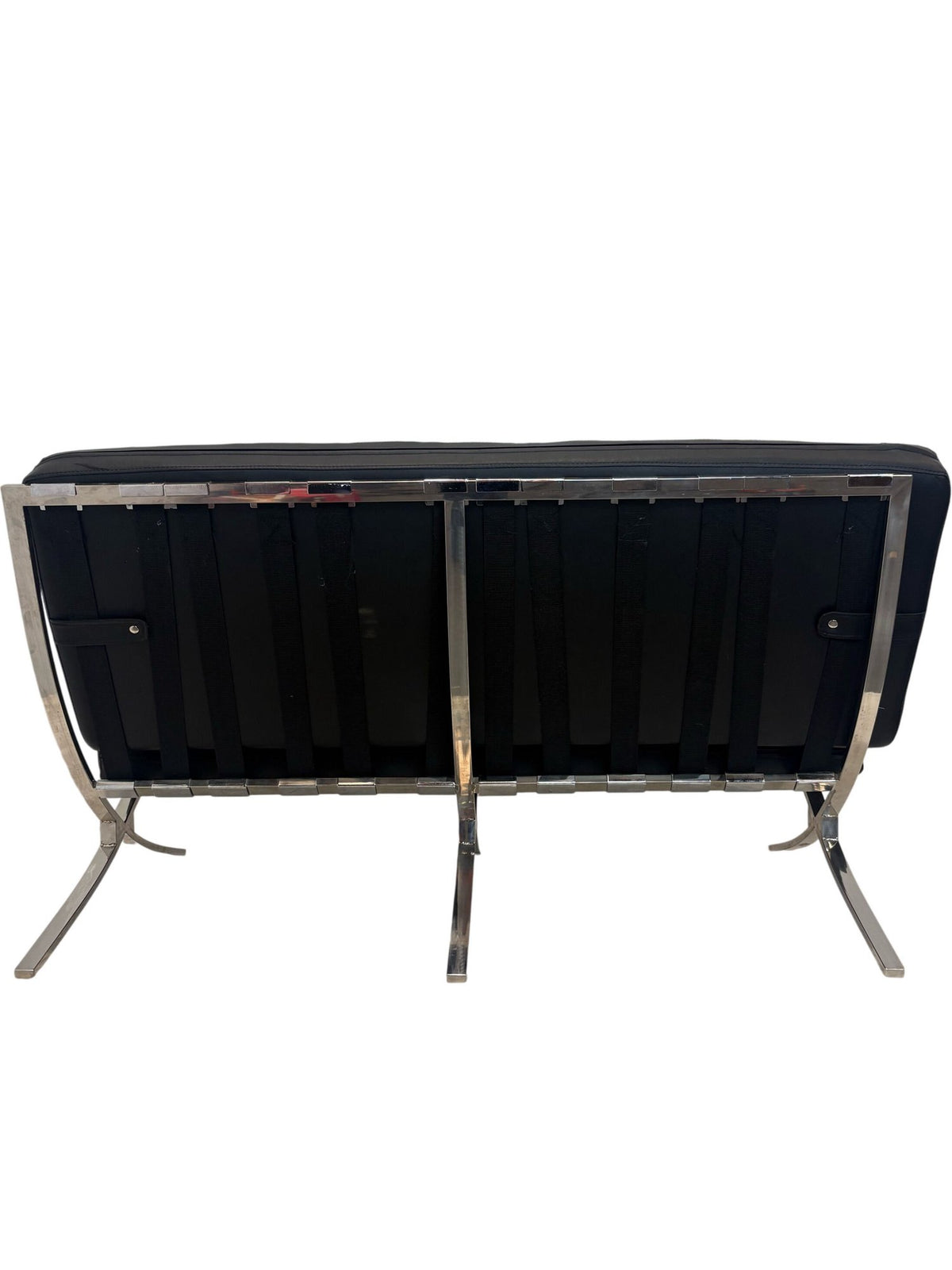Black Leather Sofa Chrome Frame (Pre-Loved)