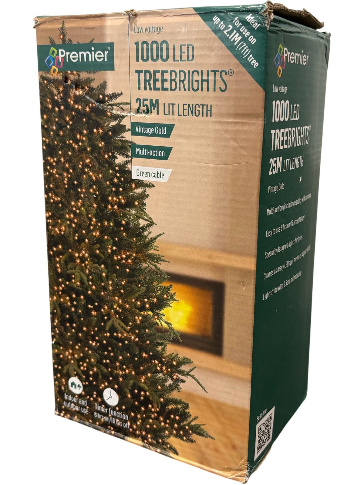 Premier LED Treebrights 1000 Lights 25M Lit Length Vintage Gold