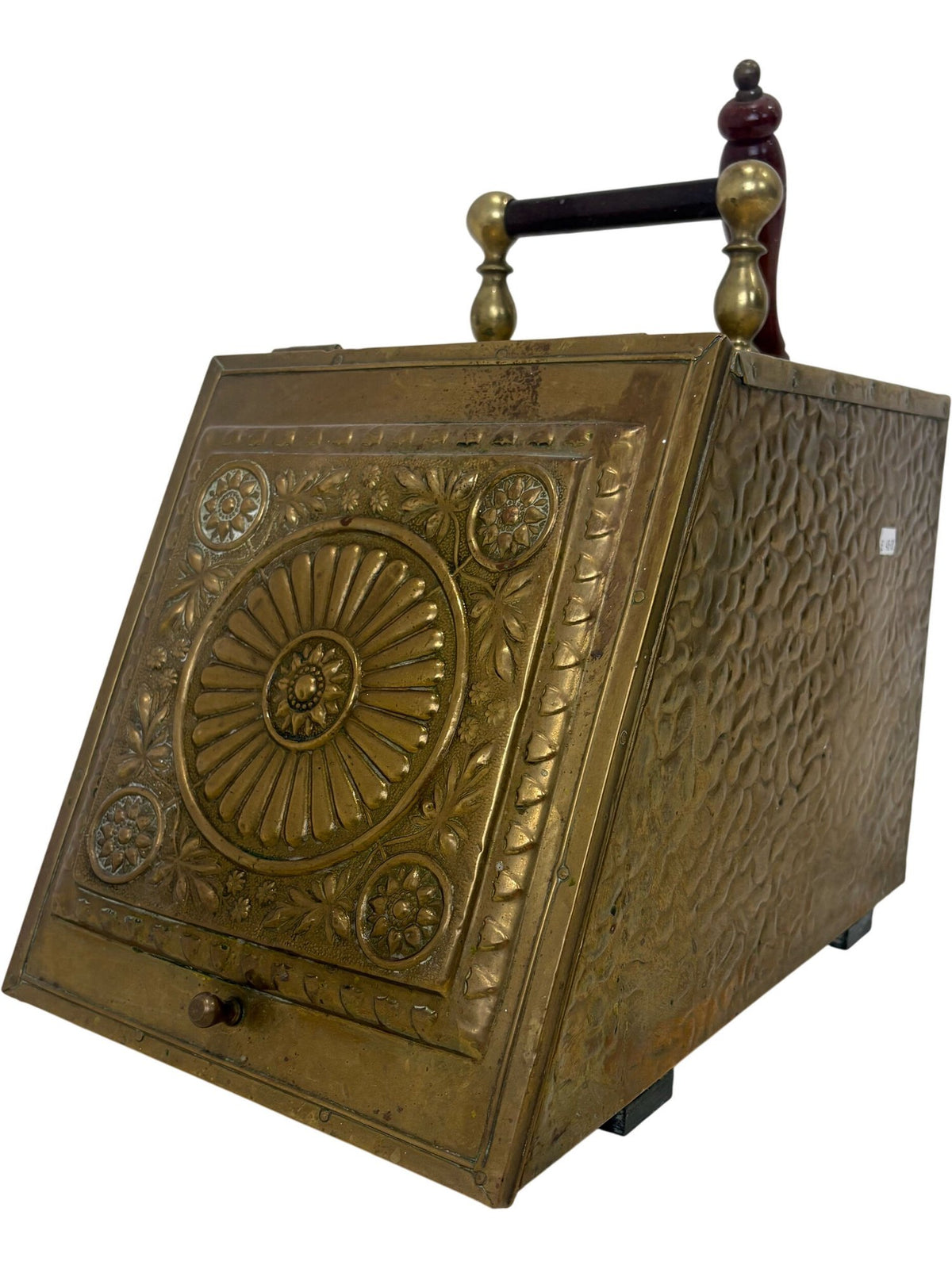 Antique Brass Coal Box with Shovel and Embossed Design Victorian (Pre-Loved)