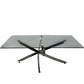Glass Coffee Table Chrome Cross Legs Modern Living Room Table (Pre-Loved)
